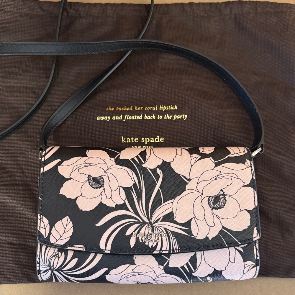 Kate Spade Floral Crossbody Bag in Black and Pink